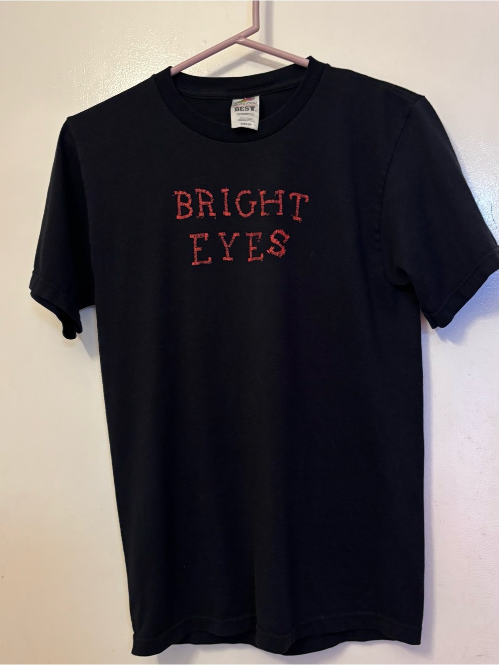 Bright Eyes Short-Sleeve Graphic Tee - Black with Red Text